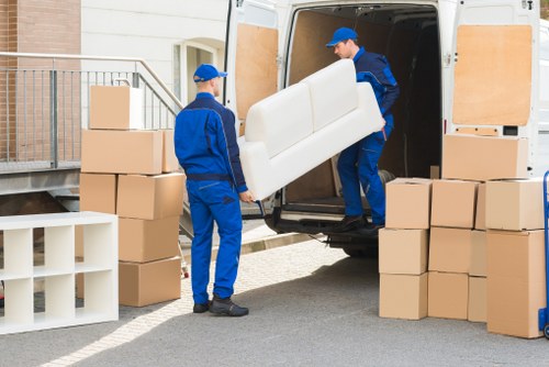 Business equipment stored in a mobile self storage container