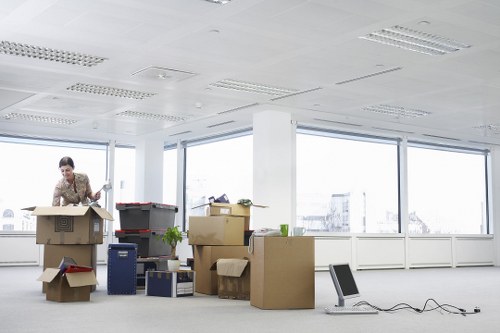 Compact Balham office with organised cupboards and workspace storage